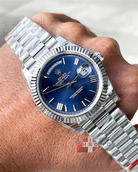 rolex day date blue dial replica|rolex day date blue face.